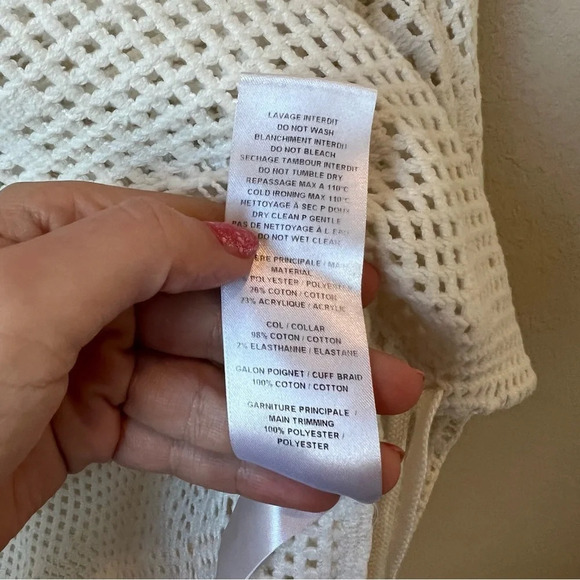 See by Chloe - White Mesh Drawstring Turtleneck Sweater - Picture 5 of 7